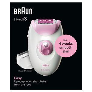 Braun Silk epil 3, balta/rozā - Epilators