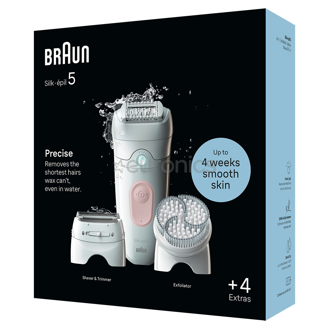 Braun Silk epil 5, сухое и влажное использование, белый - Эпилятор