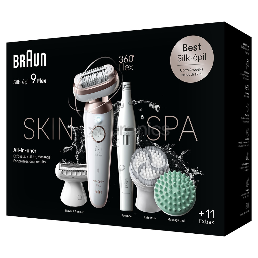 Braun Silk epil 9 Flex SkinSpa, balta - Epilators
