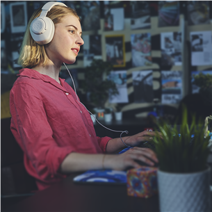 JBL Quantum 100M2, lillā - Bezvadu austiņas ar mikrofonu