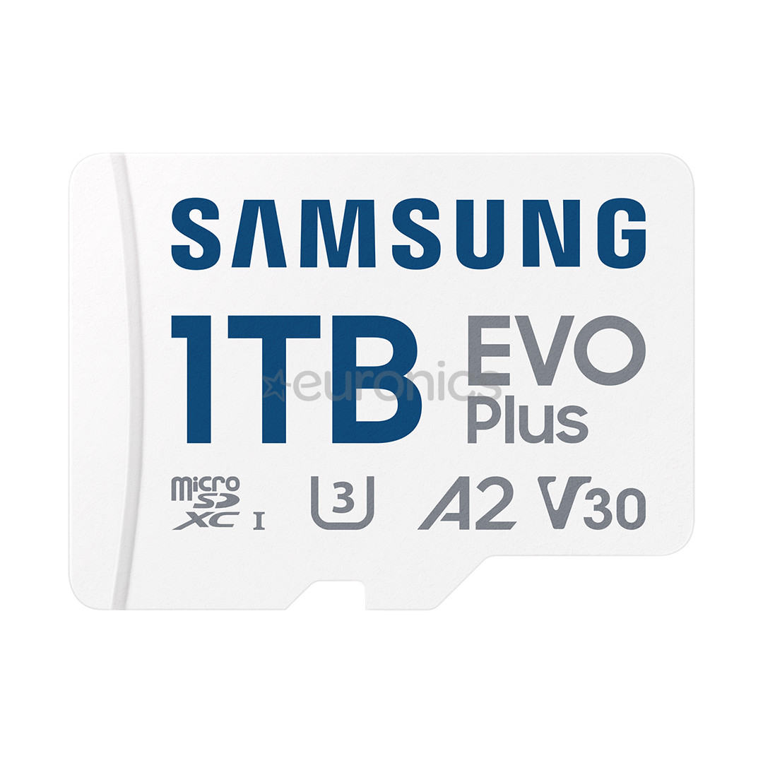 Samsung EVO Plus, microSDXC, 1 TB, + adapteris, balta - Atmiņas karte