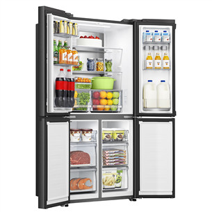Hisense, Cross Door, No Frost, 483 L, augstums 179 cm, melna - SBS Ledusskapis