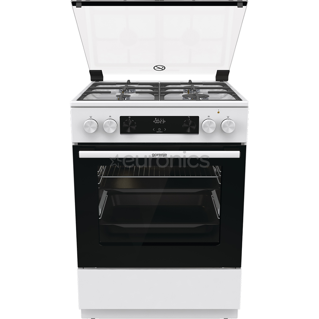 Gorenje, 71 L, platums 60 cm, balta - Elektriskā plīts ar gāzes virsmu