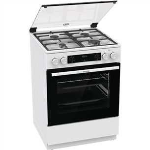 Gorenje, 71 L, platums 60 cm, balta - Elektriskā plīts ar gāzes virsmu
