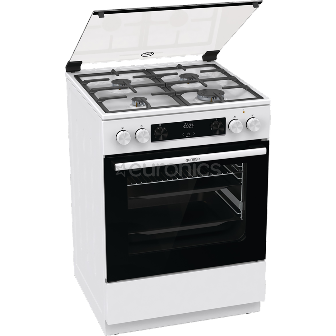 Gorenje, 71 L, platums 60 cm, balta - Elektriskā plīts ar gāzes virsmu