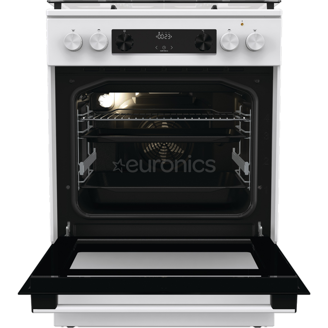 Gorenje, 71 L, platums 60 cm, balta - Elektriskā plīts ar gāzes virsmu
