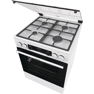 Gorenje, 71 L, platums 60 cm, balta - Elektriskā plīts ar gāzes virsmu