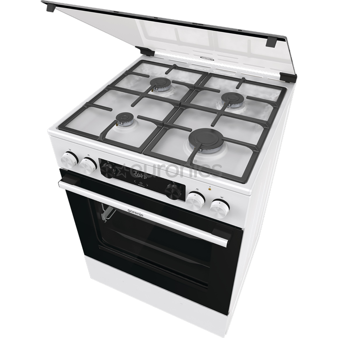 Gorenje, 71 L, platums 60 cm, balta - Elektriskā plīts ar gāzes virsmu