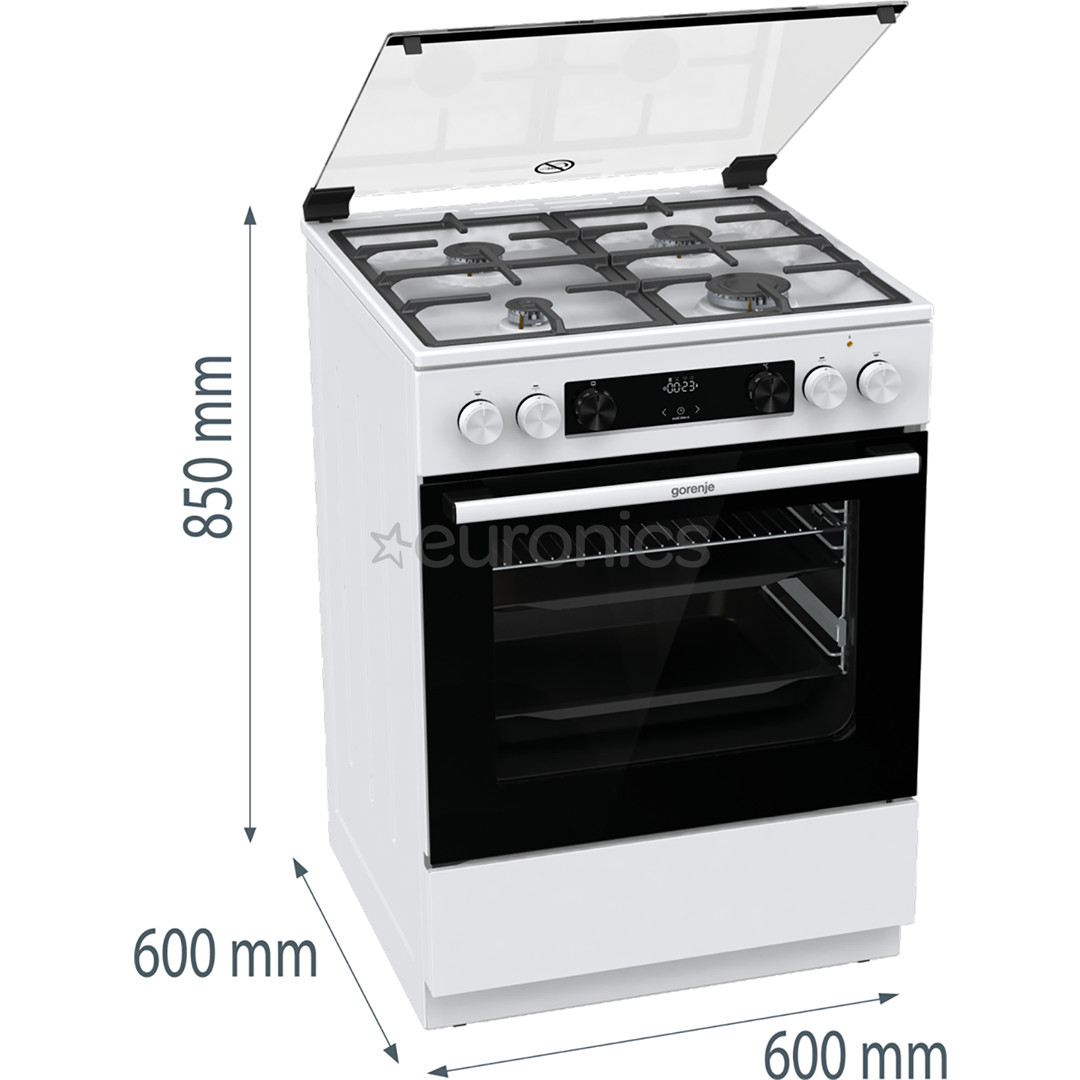 Gorenje, 71 L, width 60 cm, white - Gas cooker with electric oven