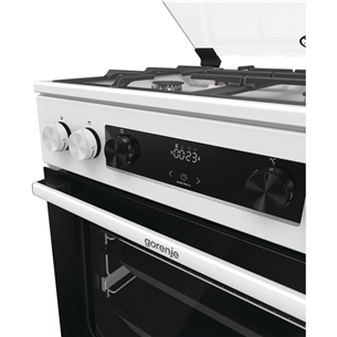 Gorenje, 71 L, platums 60 cm, balta - Elektriskā plīts ar gāzes virsmu