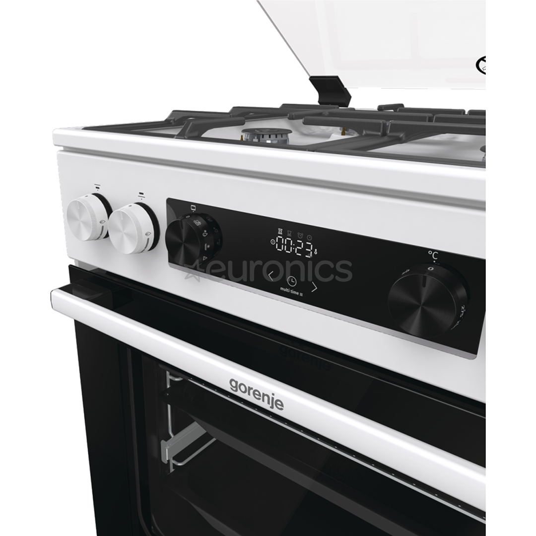 Gorenje, 71 L, platums 60 cm, balta - Elektriskā plīts ar gāzes virsmu