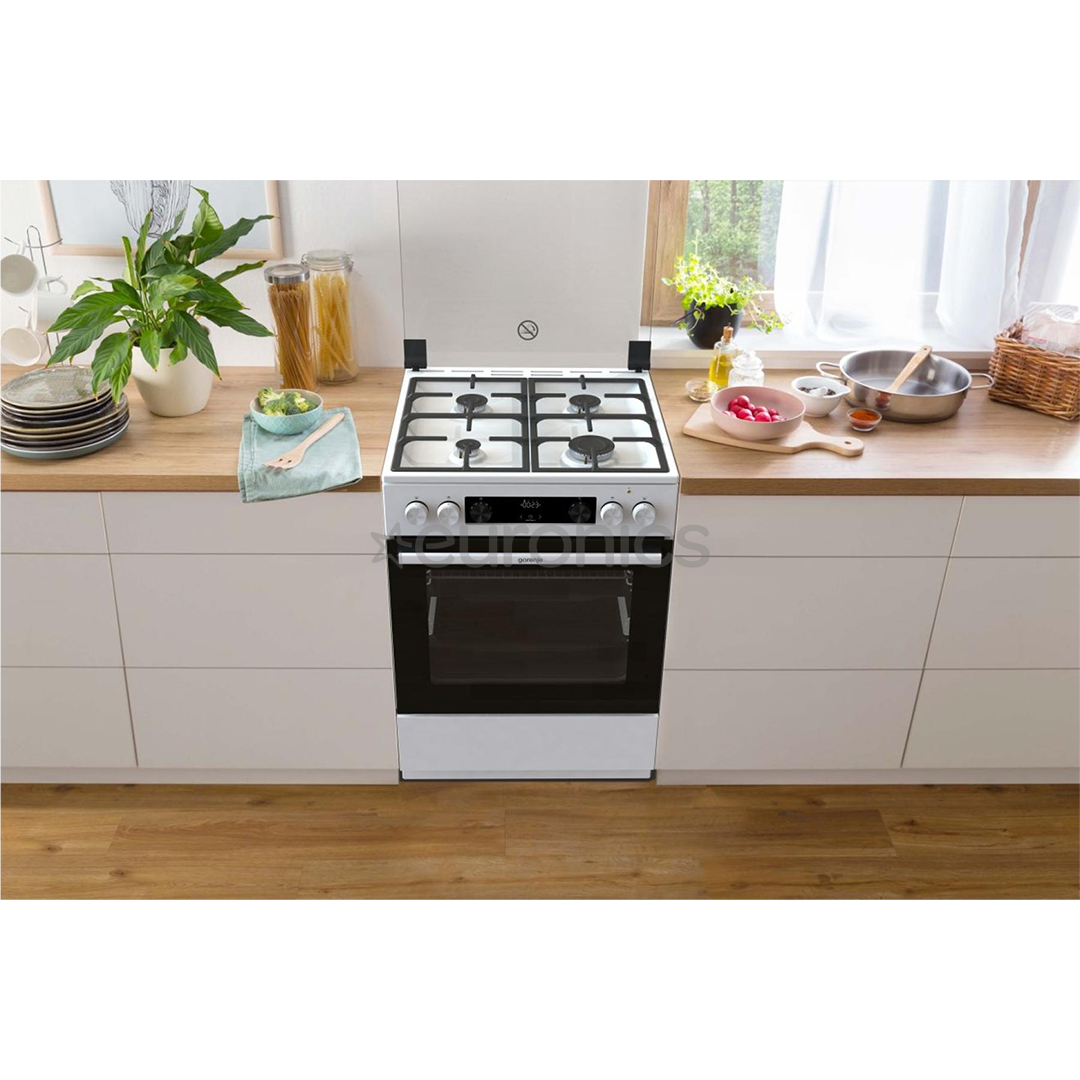 Gorenje, 71 L, platums 60 cm, balta - Elektriskā plīts ar gāzes virsmu