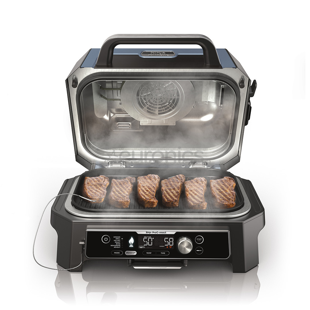 Ninja Woodfire Pro Connect XL, blue/black - Electric BBQ Grill & Smoker