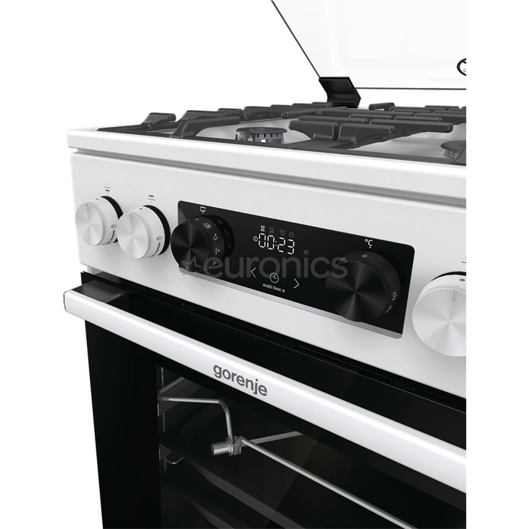 Gorenje, 70 L, width 50 cm, white - Gas cooker with electric oven