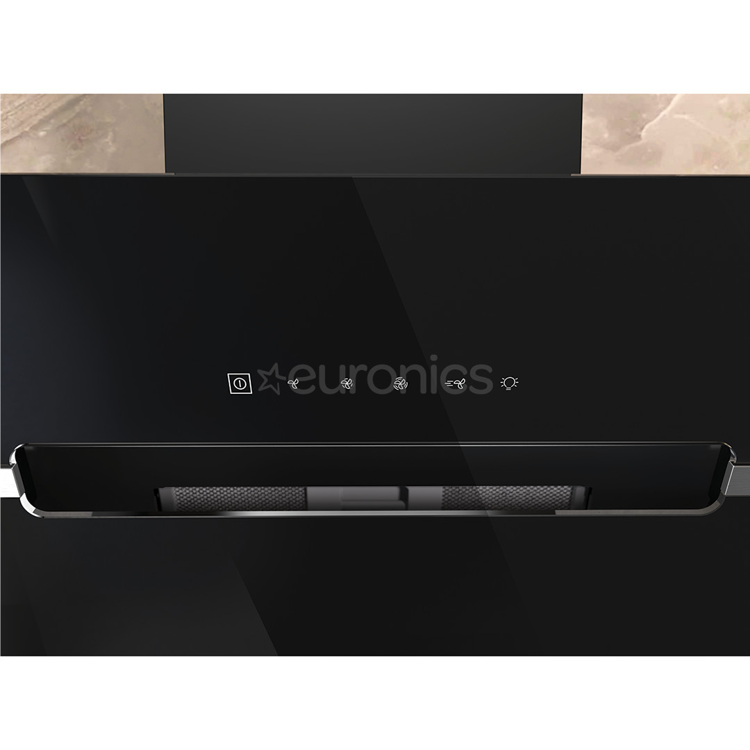 Whirlpool, 740 m³/h, platums 60 cm, melna - Tvaika nosūcējs