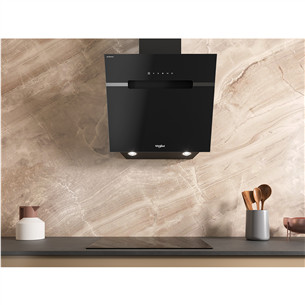 Whirlpool, 740 m³/h, platums 60 cm, melna - Tvaika nosūcējs