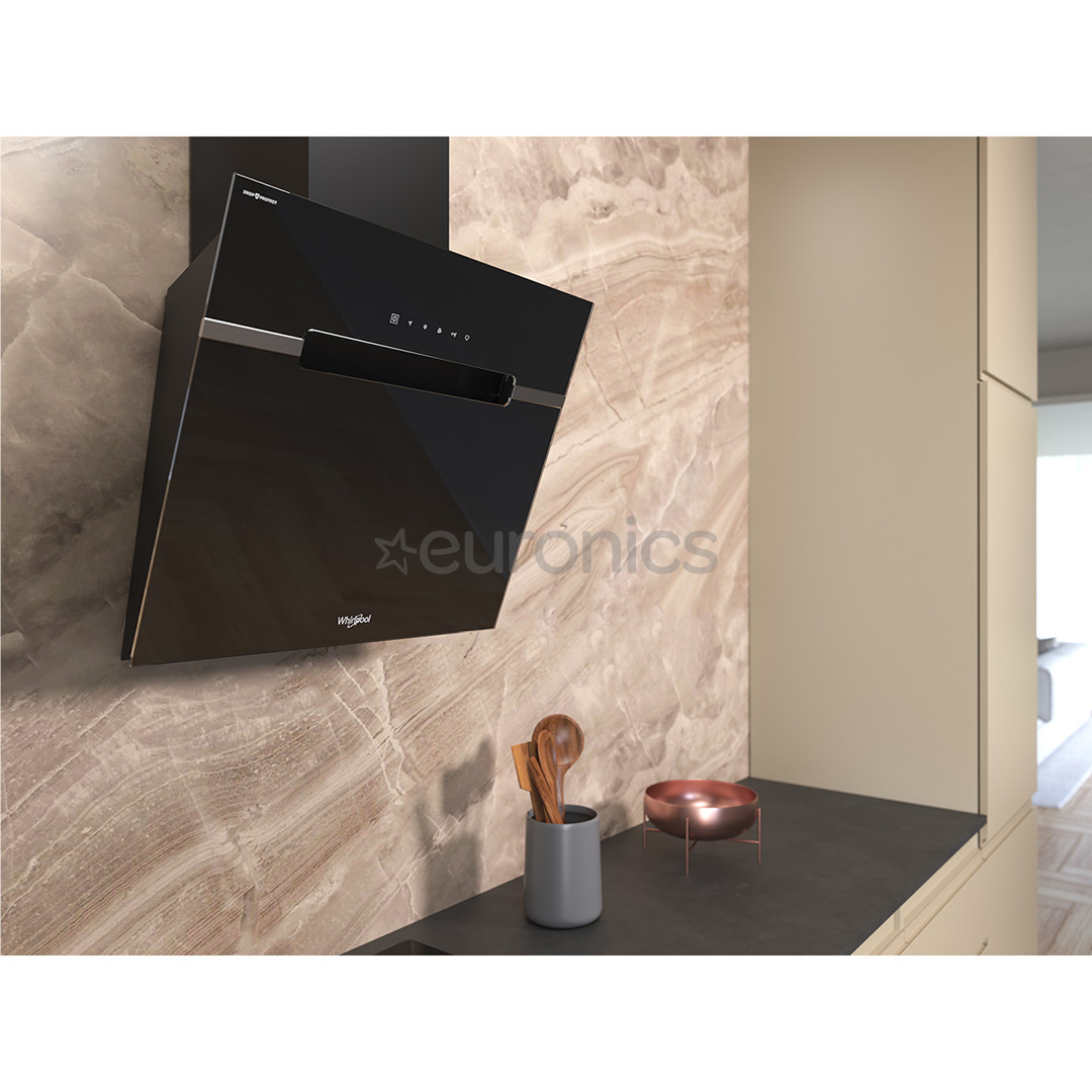 Whirlpool, 740 m³/h, platums 60 cm, melna - Tvaika nosūcējs