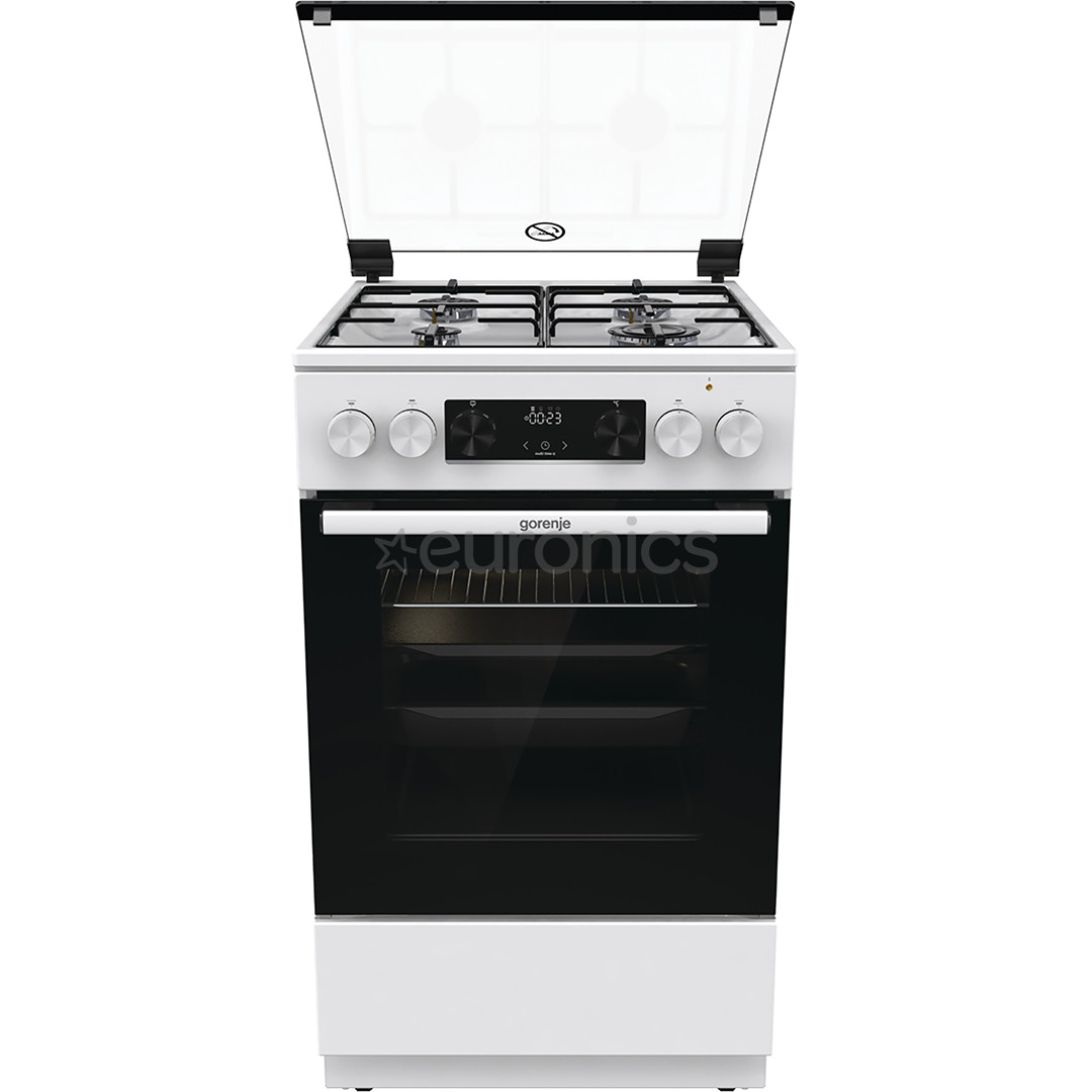 Gorenje, 62 L, platums 50 cm, balta - Elektriskā plīts ar gāzes virsmu