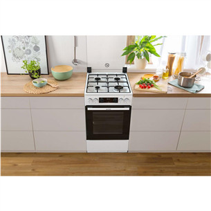 Gorenje, 62 L, platums 50 cm, balta - Elektriskā plīts ar gāzes virsmu