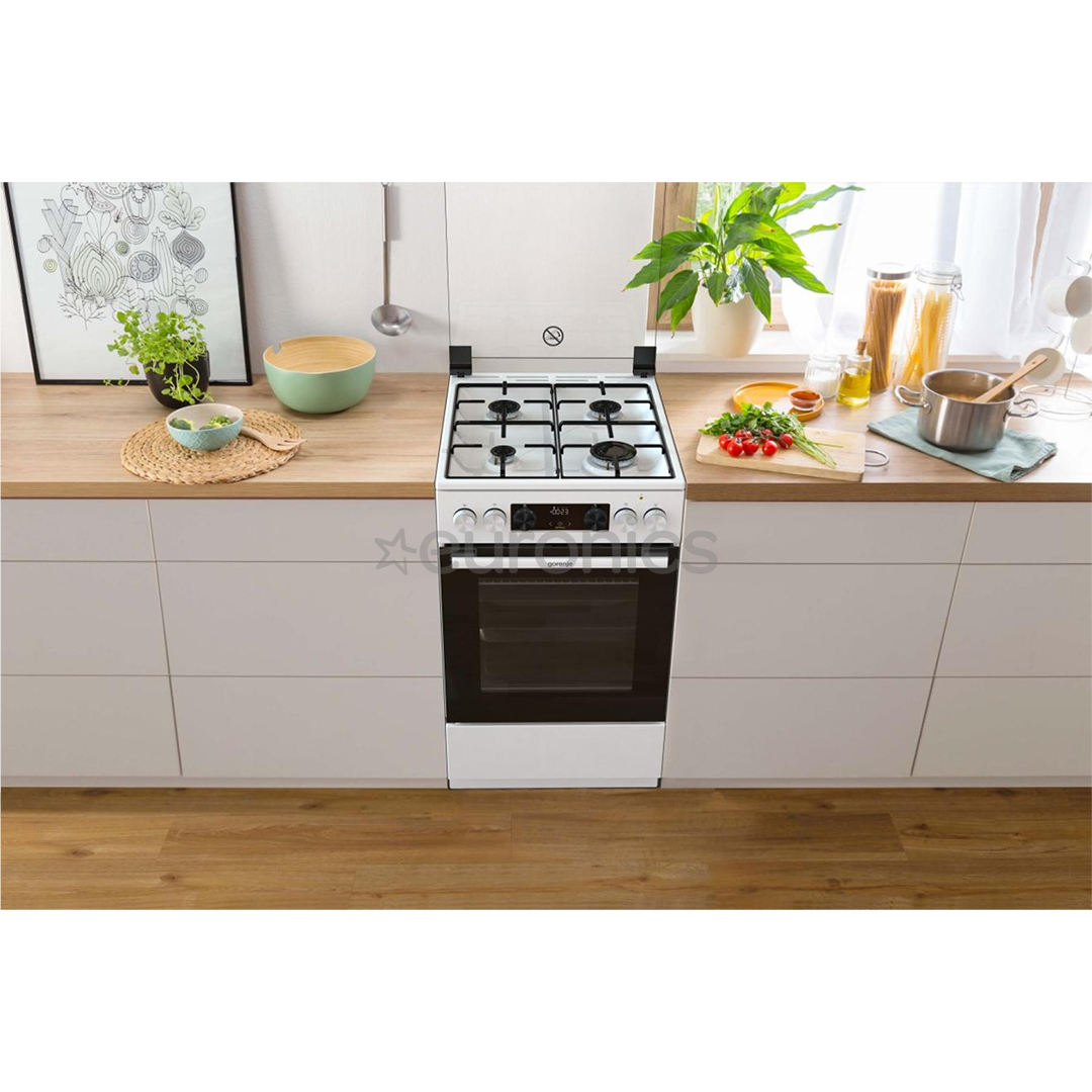 Gorenje, 62 L, width 50 cm, white - Gas cooker with electric oven