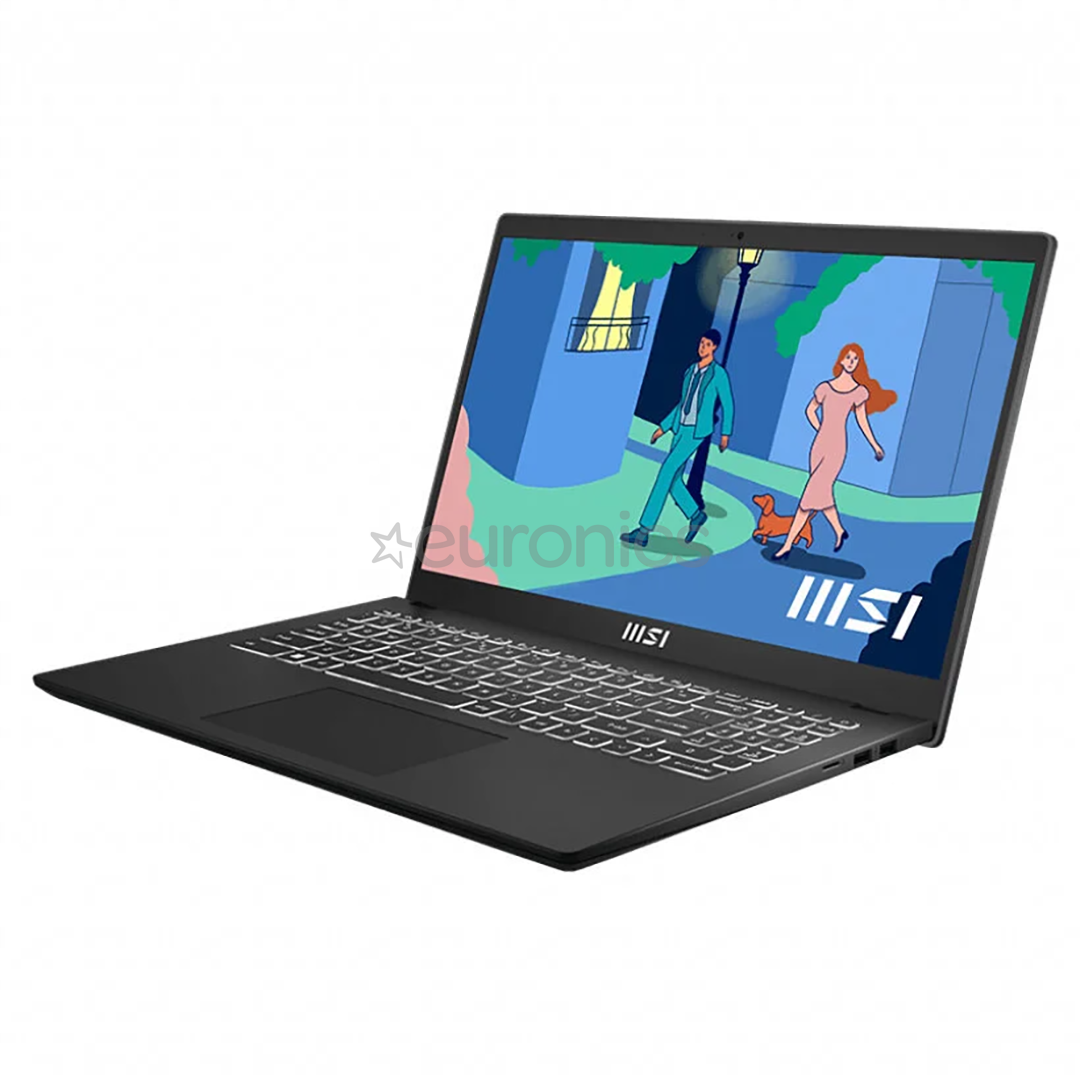 MSI Modern 15 B12M, 15,6'', FHD, i7, 16 ГБ, 512 ГБ, ENG, черный - Ноутбук