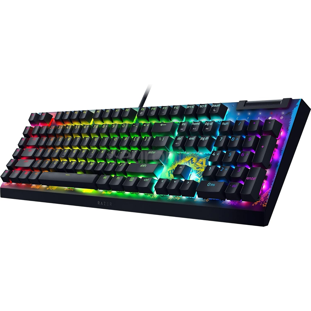 Razer BlackWidow V4 X Fortnite Edition, Yellow Switch, mehāniskā, US, melna - Klaviatūra