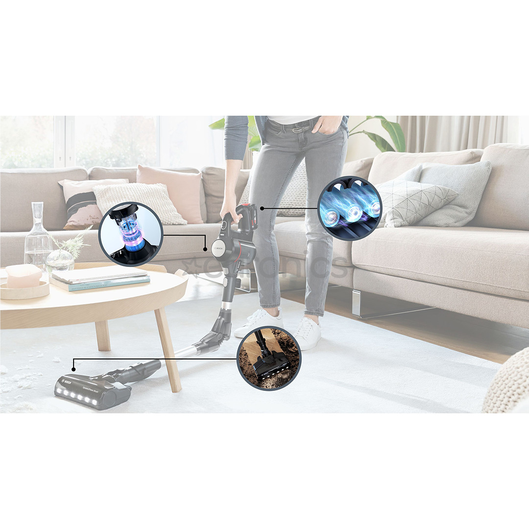 Bosch Unlimited 7, melna - Bezvadu putekļu sūcējs