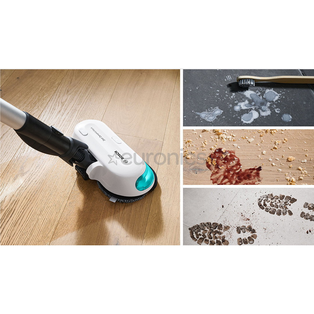 Bosch Unlimited 7 ProHygienic Aqua, 2in1, melna/balta - Bezvadu putekļu sūcējs