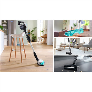 Bosch Unlimited 7 ProHygienic Aqua, 2in1, melna/balta - Bezvadu putekļu sūcējs