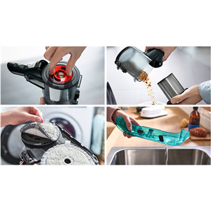 Bosch Unlimited 7 ProHygienic Aqua, 2in1, melna/balta - Bezvadu putekļu sūcējs