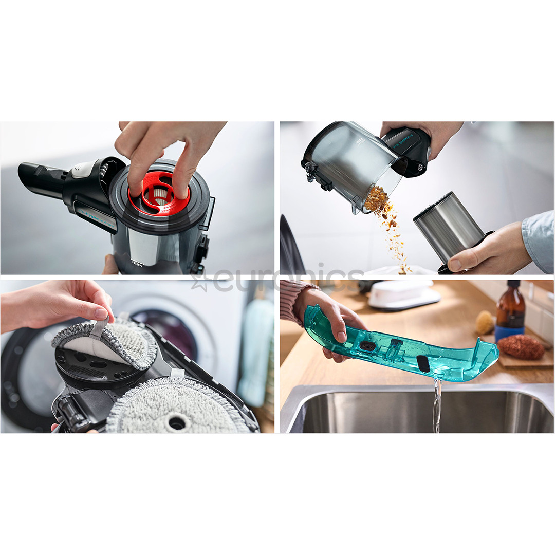 Bosch Unlimited 7 ProHygienic Aqua, 2in1, melna/balta - Bezvadu putekļu sūcējs