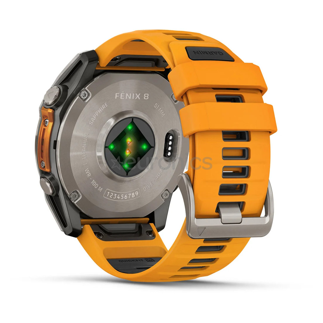 Garmin Fenix 8 Sapphire, 51 мм, серый/оранжевый - Спортивные часы