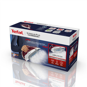Tefal Ultragliss Plus, 2800 W, tumši sarkana/balta - Tvaika gludeklis