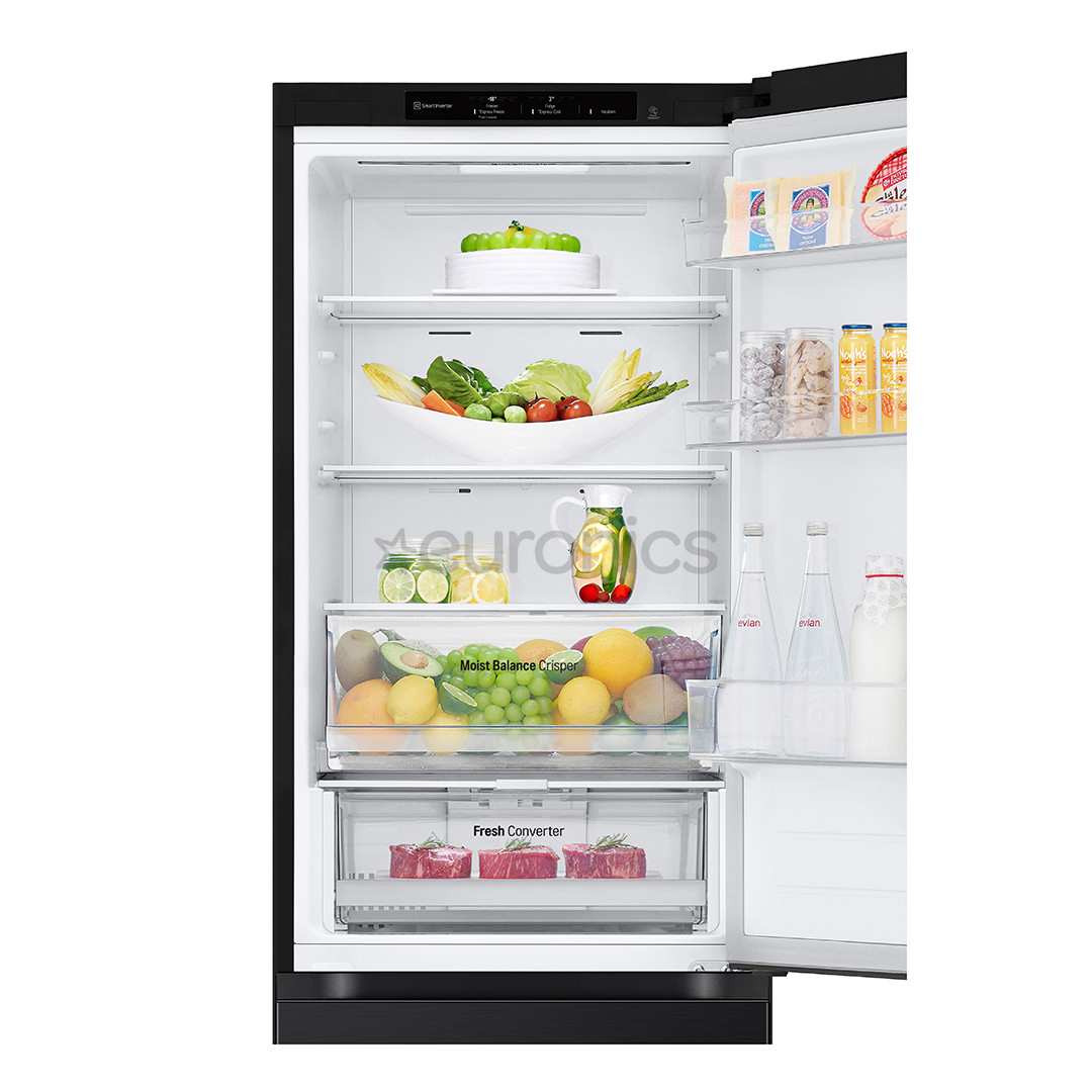 LG, No Frost, 344 л, высота 186 см, черный - Холодильник