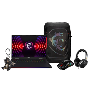 MSI Raider 18 HX A14V 20th Anniversary Bundle, 18'', 120 Hz, UHD+, Mini LED, i9, 32 GB, 2 TB, RTX 4080, core black - Notebook bundle