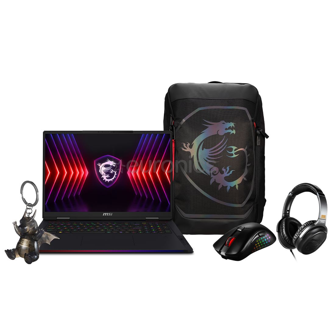 MSI Raider 18 HX A14V 20th Anniversary Bundle, 18'', 120 Hz, UHD+, Mini LED, i9, 32 GB, 2 TB, RTX 4080, core black - Notebook bundle