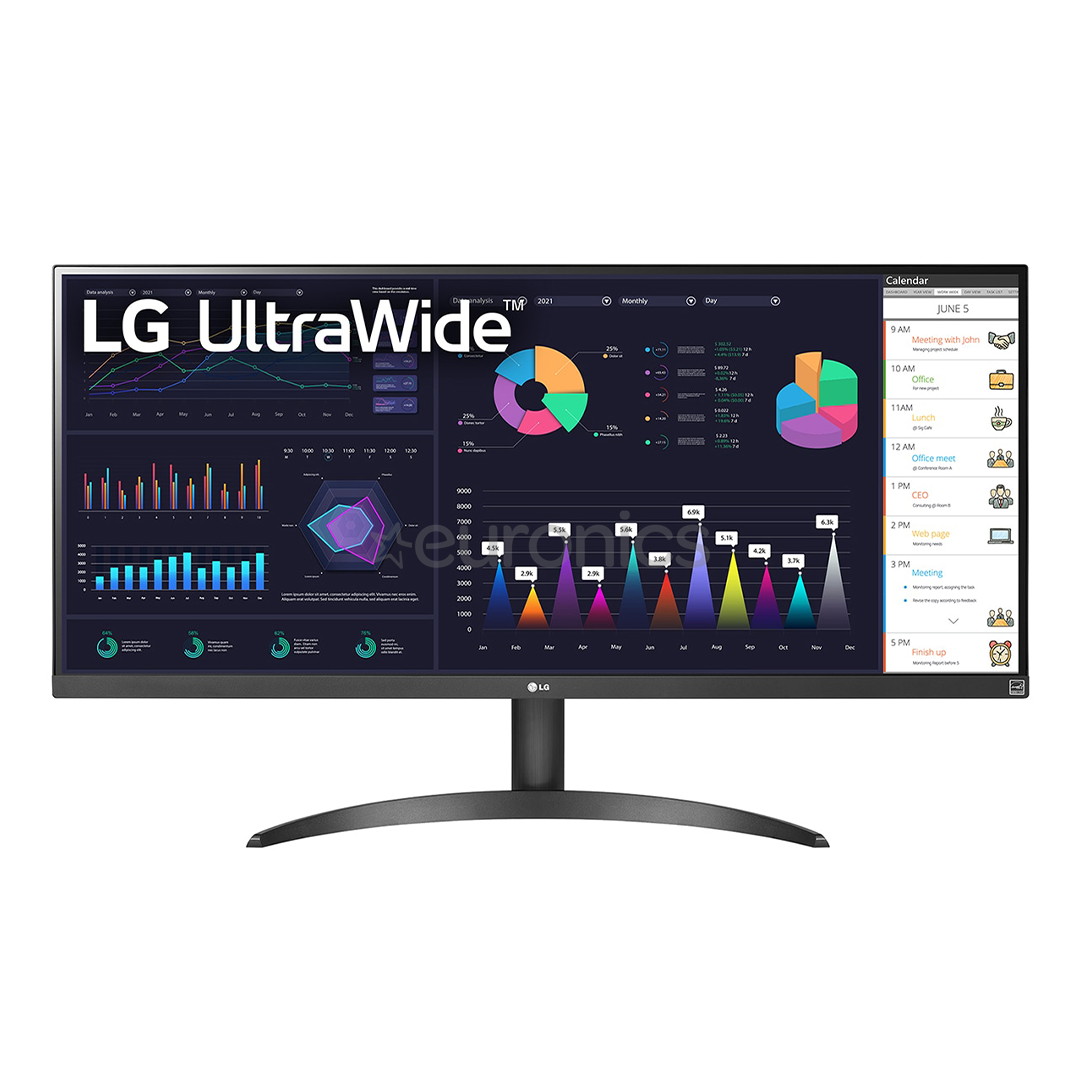 LG WQ500 UltraWide, 34'', 100 Hz, FHD, IPS, melna - Monitors
