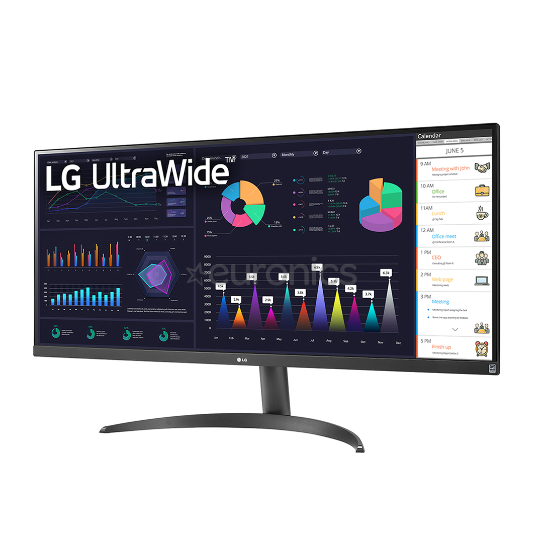 LG WQ500 UltraWide, 34'', 100 Hz, FHD, IPS, melna - Monitors