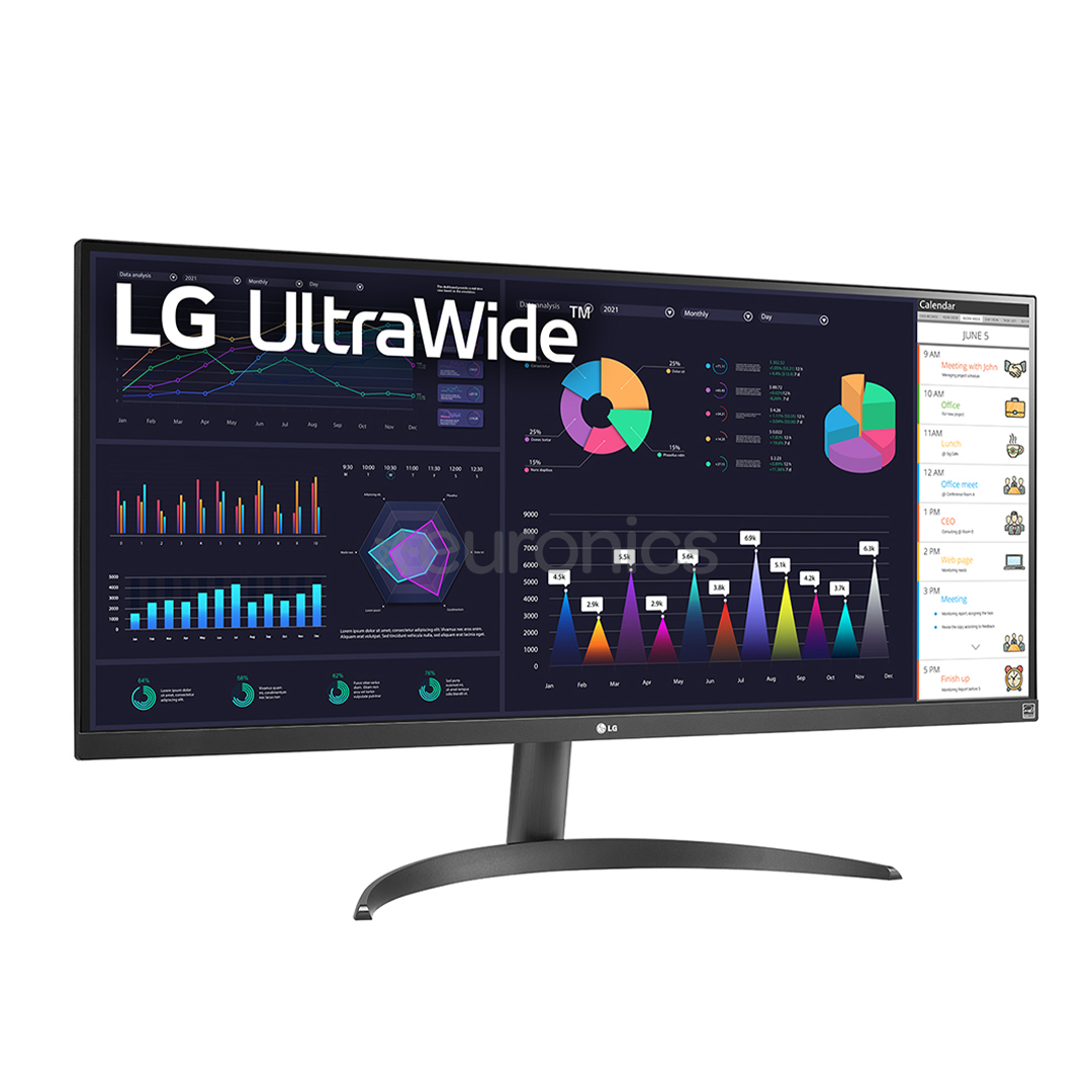 LG WQ500 UltraWide, 34'', 100 Hz, FHD, IPS, melna - Monitors