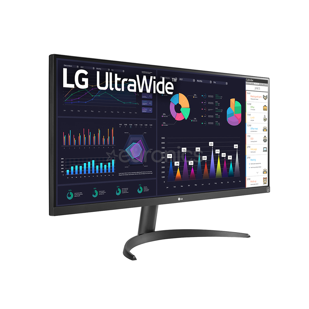 LG WQ500 UltraWide, 34'', 100 Hz, FHD, IPS, melna - Monitors
