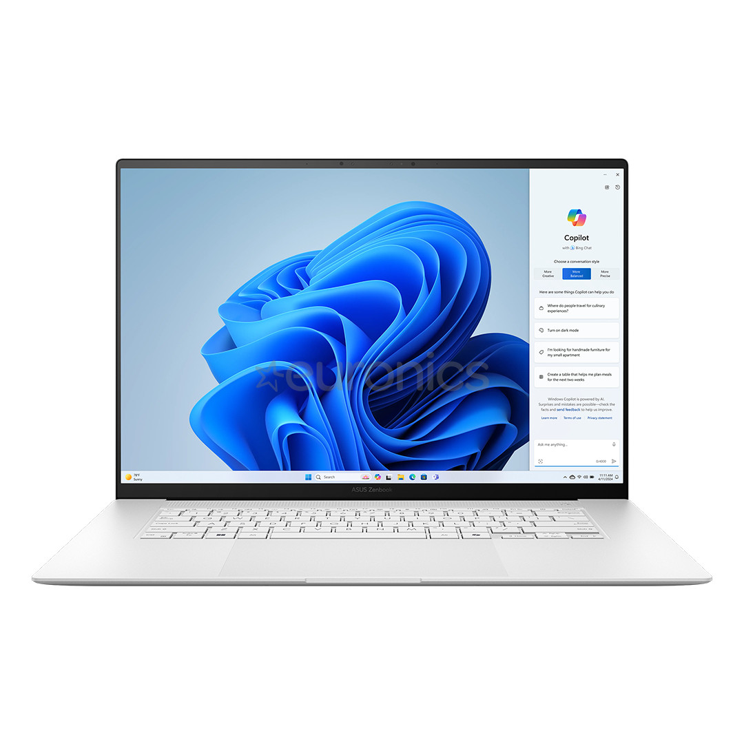 Asus Zenbook S 16 OLED, 16'', 3K, 120 Hz, OLED, Ryzen AI 9, 24 GB, 1 TB, balta - Portatīvais dators