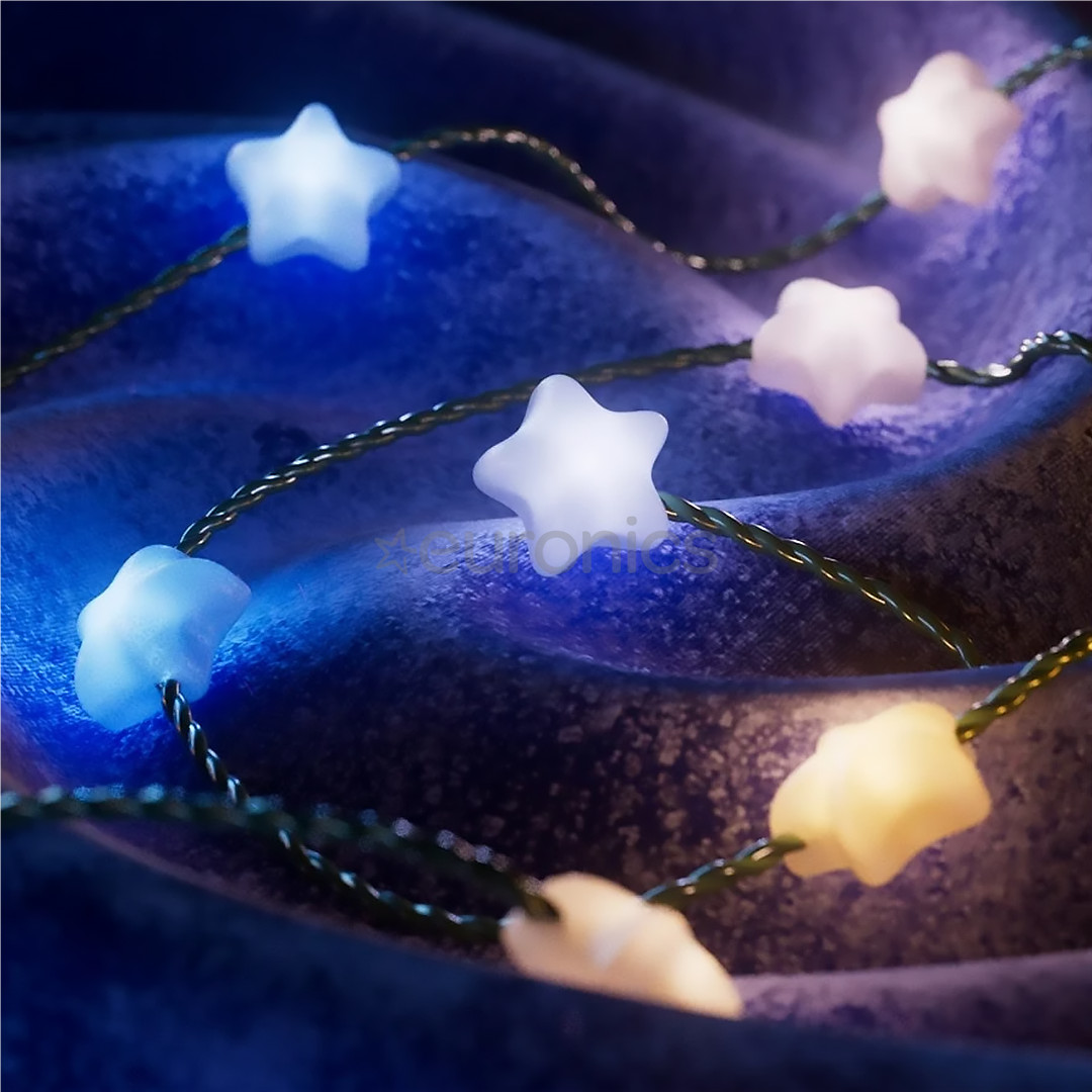 Twinkly Candies Stars, RGB, 200 LED, USB-C, 12 m, green wire - Smart Lights