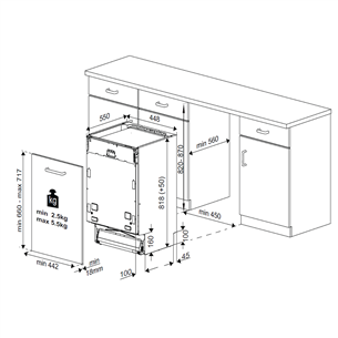 Beko, 10 place settings, width 44.8 cm - Built-in dishwasher