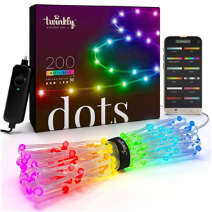 Twinkly Dots, 200 LED, IP20, 10 m, caurspīdīga - Viedā gaismas virtene
