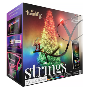 Twinkly Strings 750 (Multicolor edition), 750 LED, 60 m, IP44, melna - Viedās ziemassvētku gaismas TWS750STP-BEU