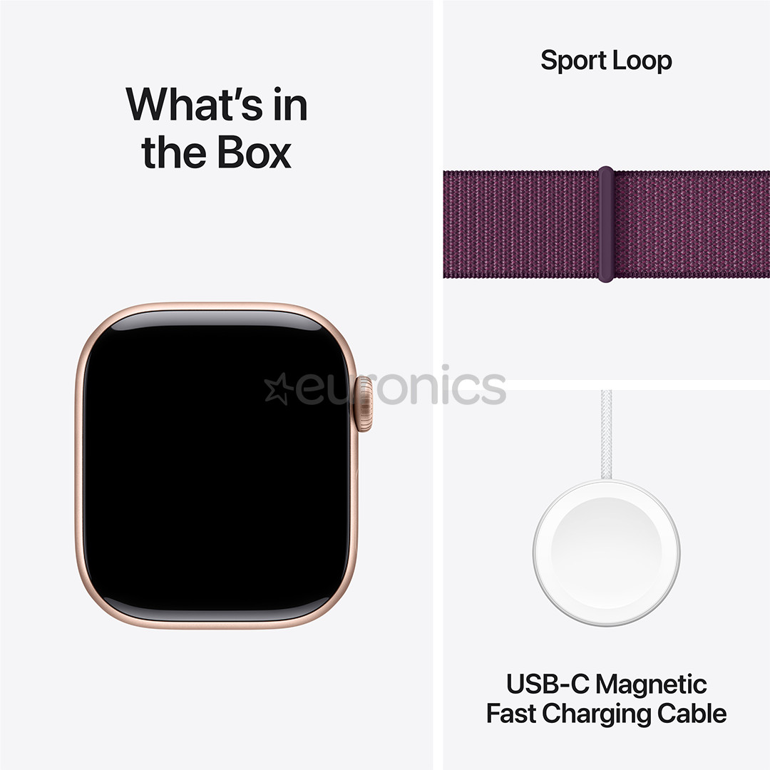 Apple Watch Series 10 GPS, 42 mm, sport loop, rozā alumīnijs / lillā - Viedpulkstenis