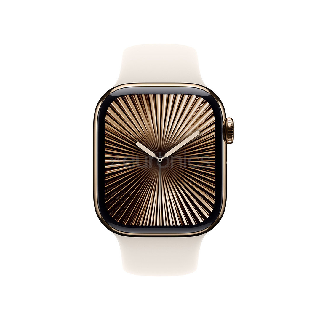 Apple Watch Series 10 GPS + Cellular, 42 mm, sport band, S/M, zelta titāna / bēša - Viedpulkstenis