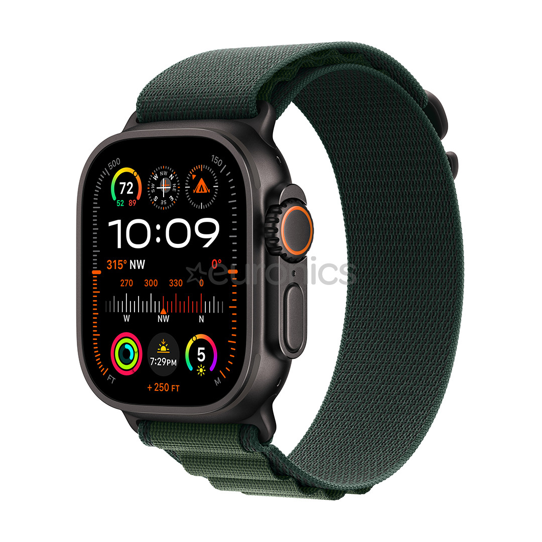 Apple Watch Ultra 2, 49 mm, Alpine Loop, Medium, melna titāna / tumši zaļa - Viedpulkstenis
