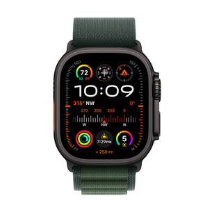 Apple Watch Ultra 2, 49 mm, Alpine Loop, Medium, melna titāna / tumši zaļa - Viedpulkstenis