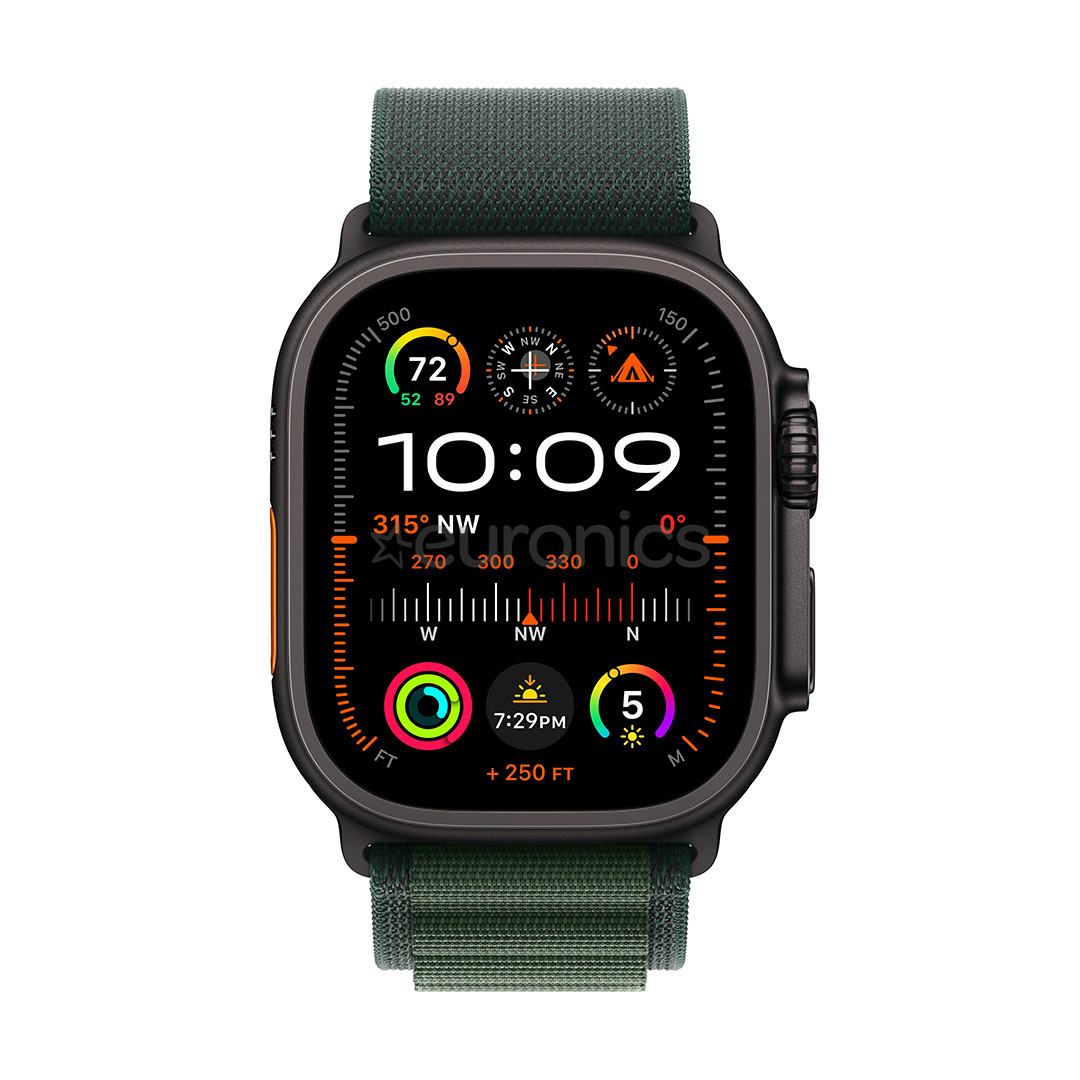 Apple Watch Ultra 2, 49 mm, Alpine Loop, Medium, melna titāna / tumši zaļa - Viedpulkstenis